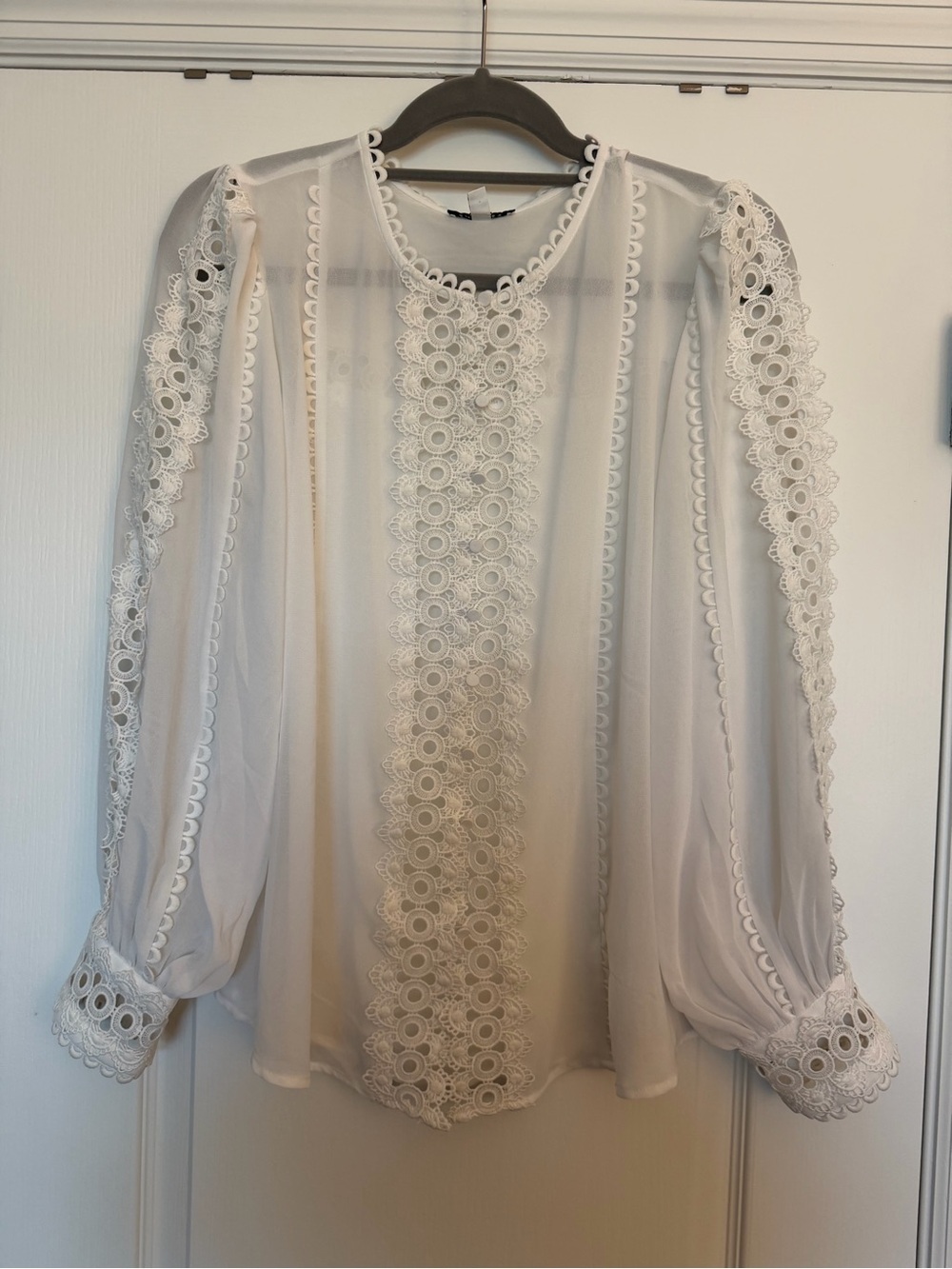Eyelet Lace Trimmed Blouse